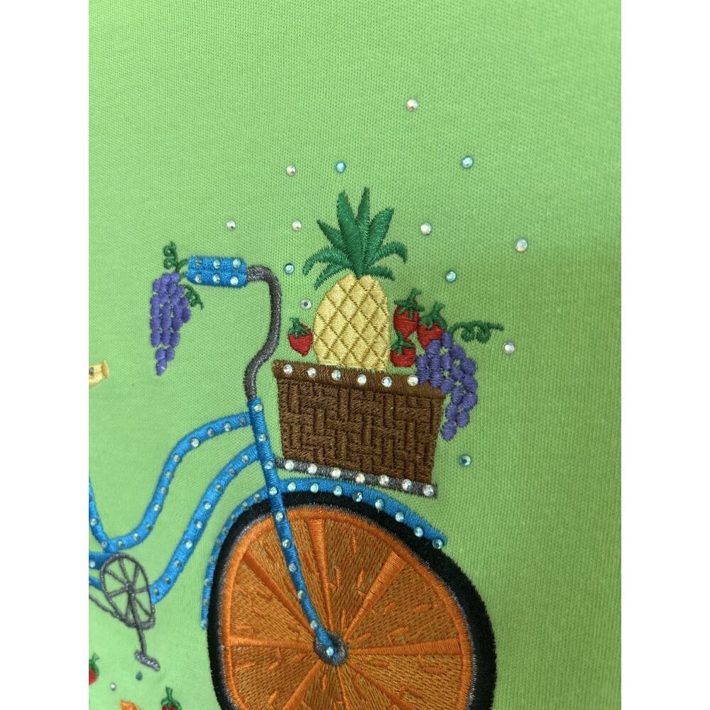 Quacker Factory Fruit Bicycle Rhinestone Tee Large - Picture 4 of 13